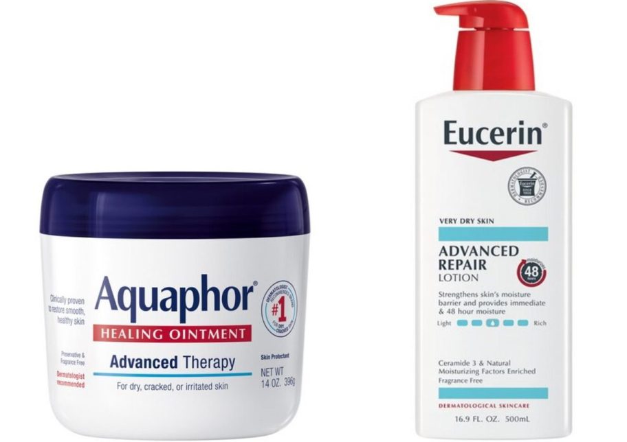 Stock images of Aquaphor and Eucerin Products