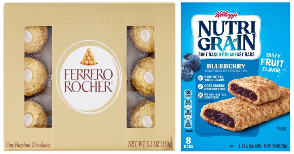 chocolate candy box and breakfast bars