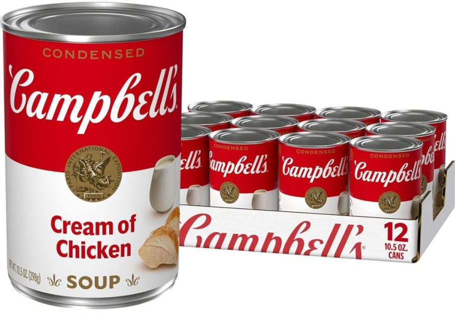 Campbell's Condensed Cream of Chicken Soup 10.5oz Can 12 pack stock image