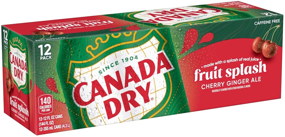 box of Canada Dry Fruit Splash Ginger Ale cans