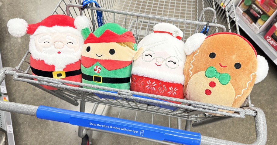 christmas squishmallows in walmart shopping cart