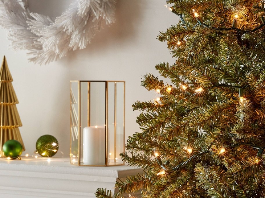 Christmas tree with string lights displayed on it