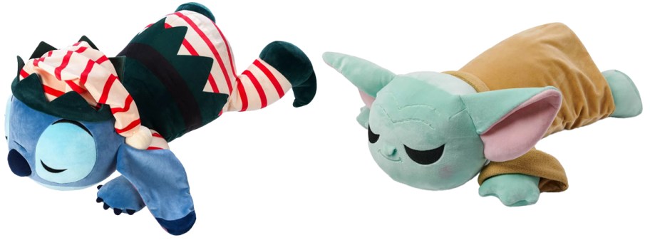 Cuddleez Stitch Holiday and Grogu Kids Pillows