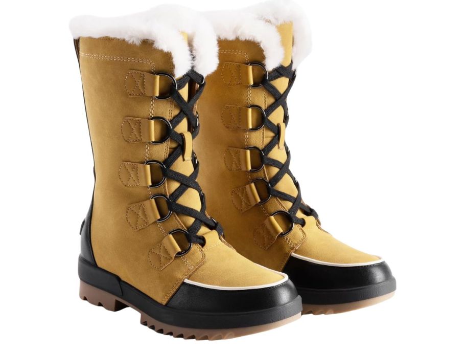 A pair of brown winter boots