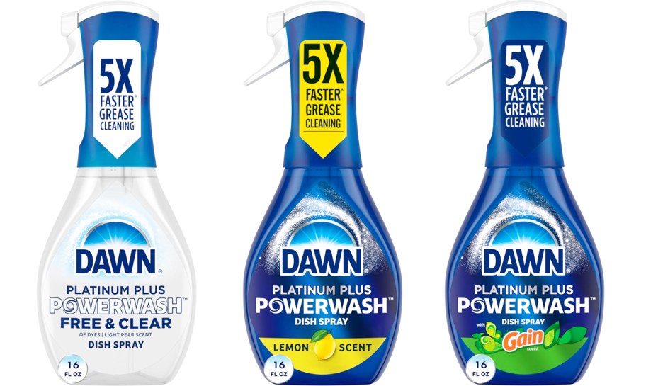 three bottles of Dawn Powerwash