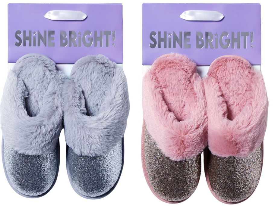 Dearfoams Women's Glitter Scuff Slippers + Gift Bag stock images