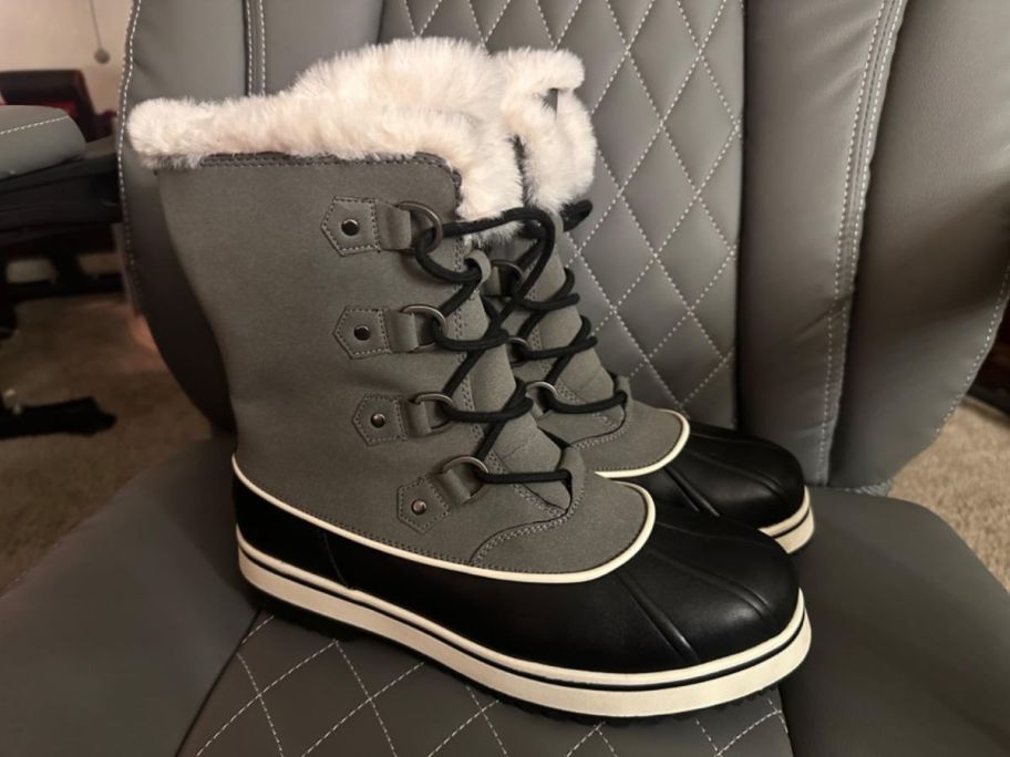 Dream Pairs Women's Winter Snow Boots on chair