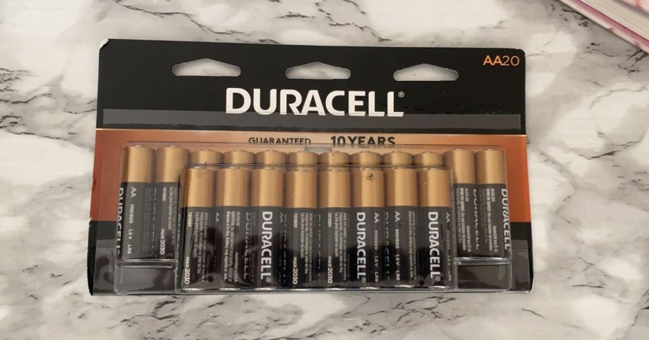 A pack of Duracell AA Batteries