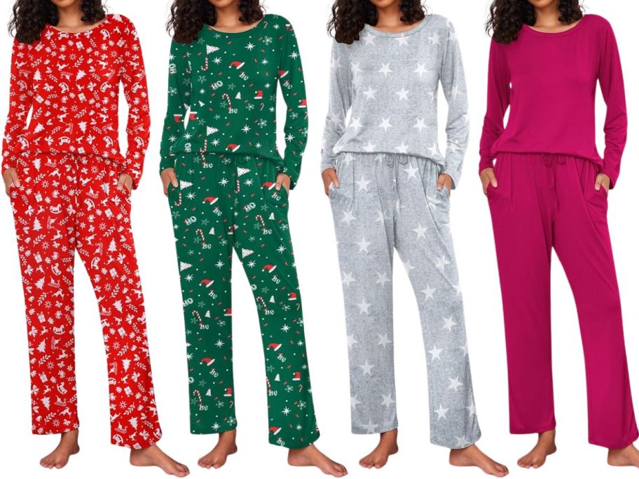 4 women in pajamas