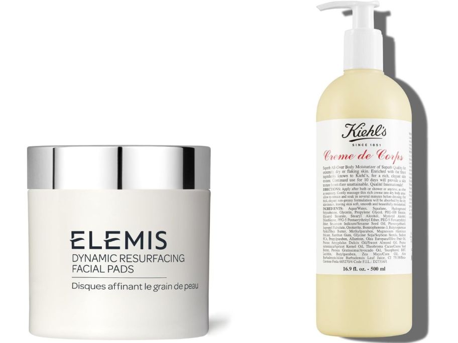 Stock images of Elemis and Kiehl's Skincare