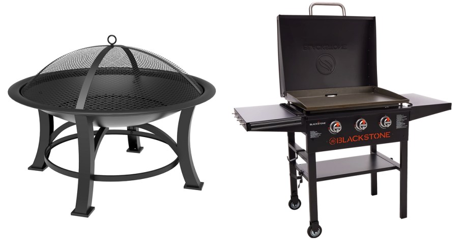 round fire pit and blackstone griddle