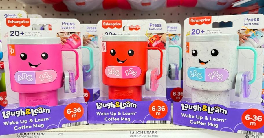 3 Fisher Price Laugh & Learn Coffee Mugs on the Shelf at Target