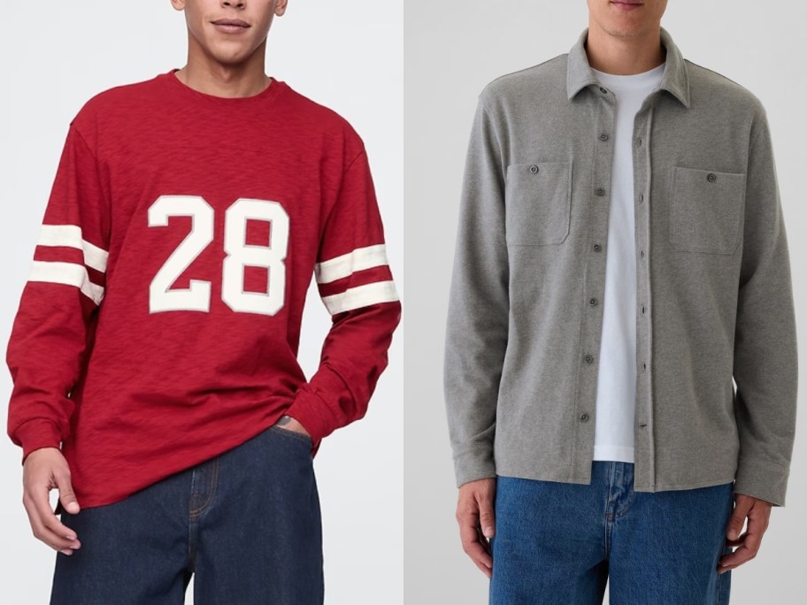 gap disney men's jersey tee and button down jersey shirt