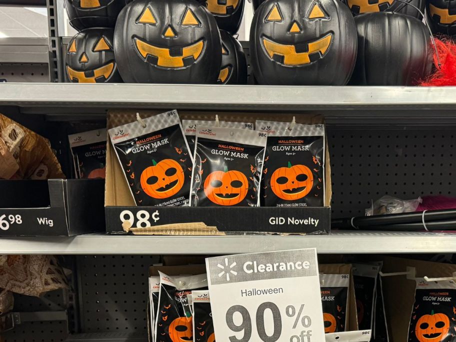 halloween glow masks and buckets in store