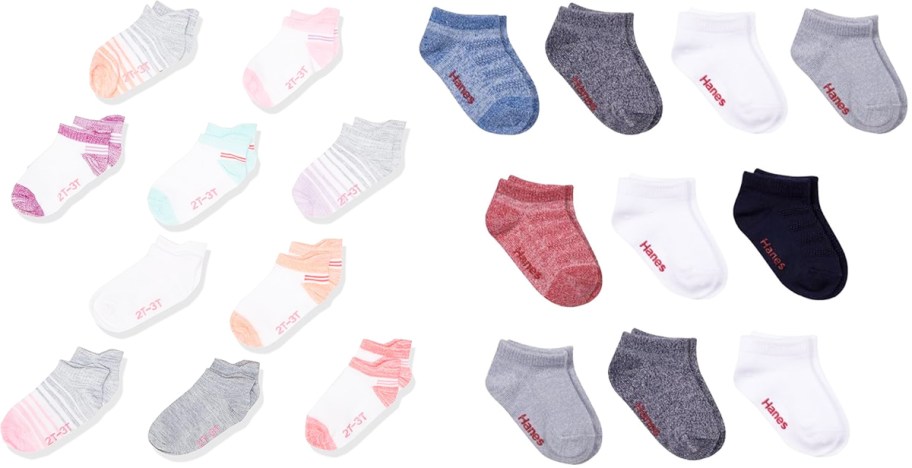 two multi-pack sets of hanes toddler socks