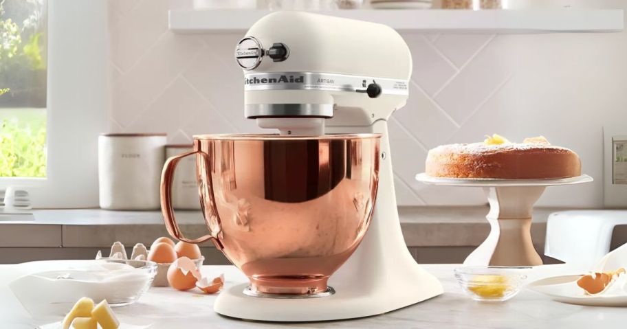 Hearth & Hand w/ Magnolia KitchenAid 10-Speed Stand Mixer w/ Copper Bowl on counter