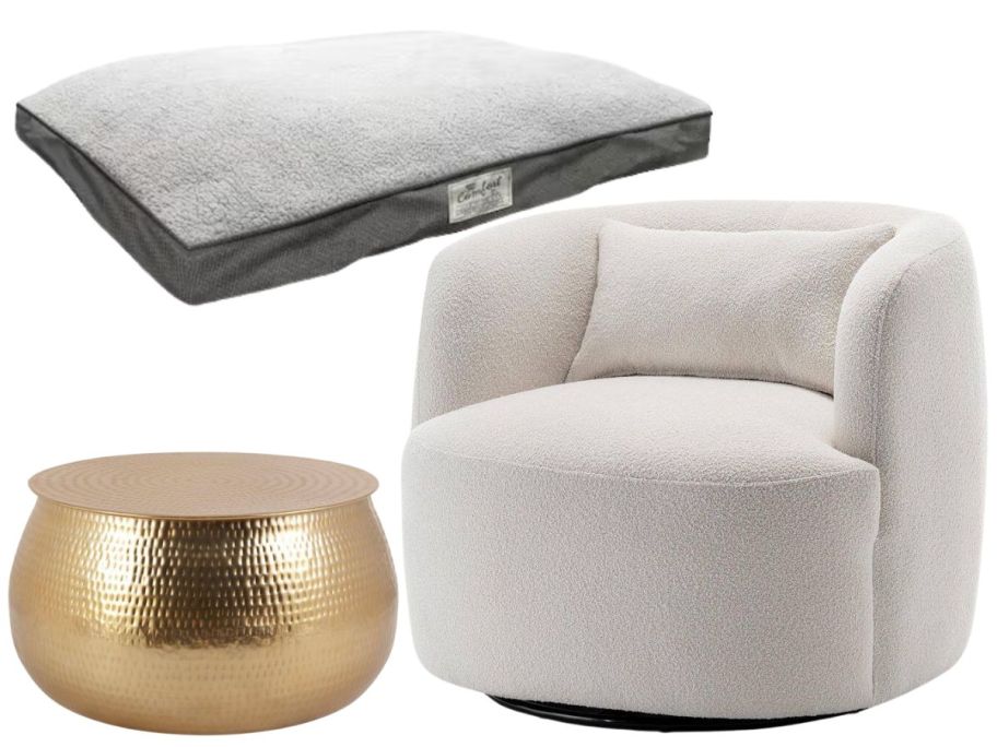 Home Depot Black Friday pet bed, swivel chair, & coffee table