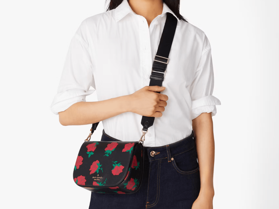 Kate Spade Madison Rose Toss Printed Saddle Bag