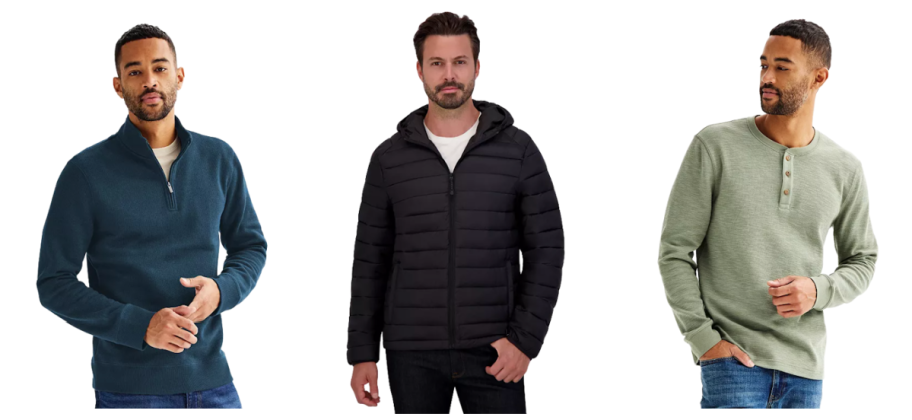 Kohl's Black Friday Mens Clothing Deals including henleys, pullovers, and winter coats