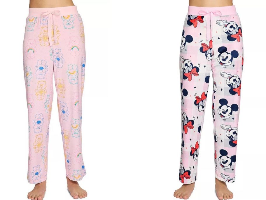 Stock images of women's care bears and mickey & minnie moust pajama pants