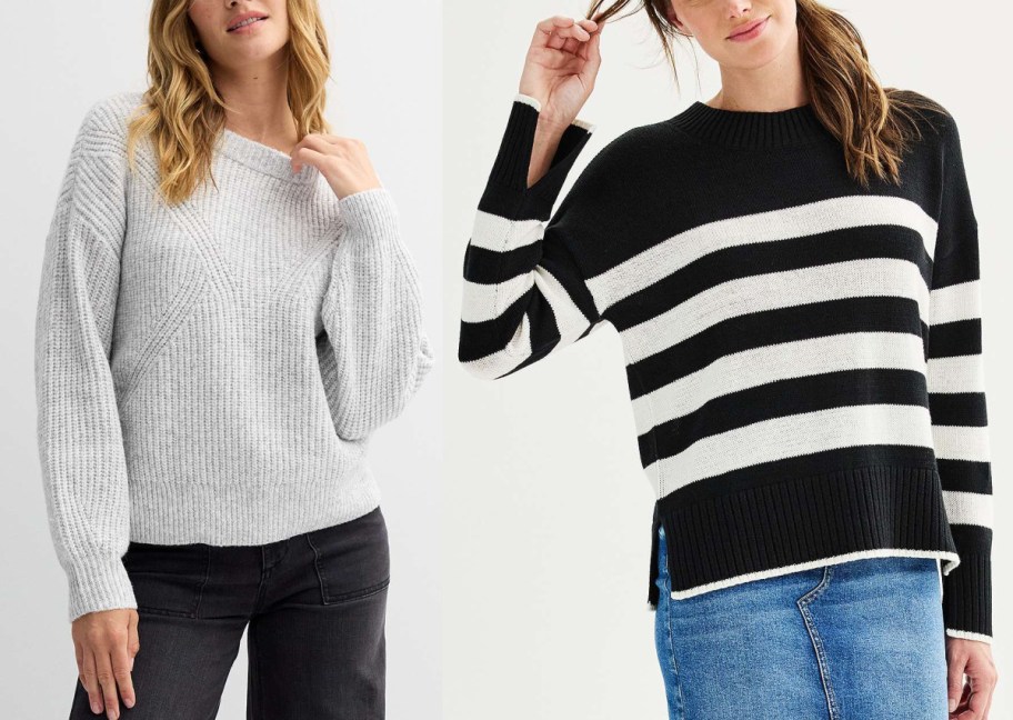 Kohls sweaters in gray and in stripes