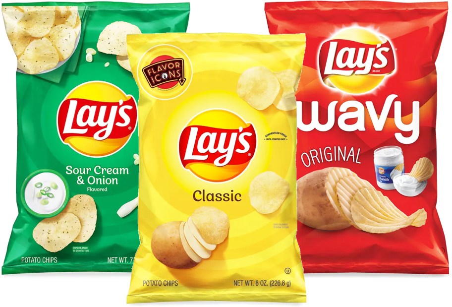 three bags of Lay's Chips