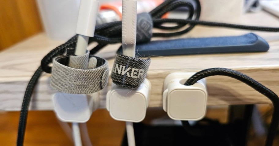 magnetic cable clips with charging cords