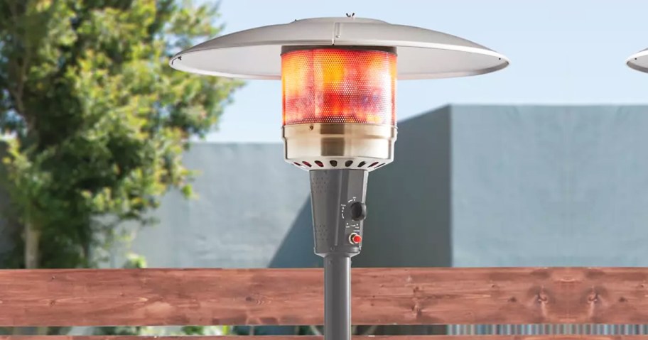 silver propane patio heater