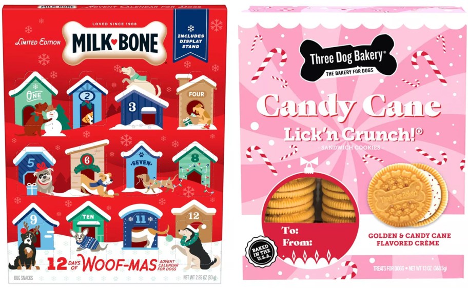 Milk-Bone Advent Calendar and Three Dog Bakery Candy Cane Lick'n Crunchy Dog Treat