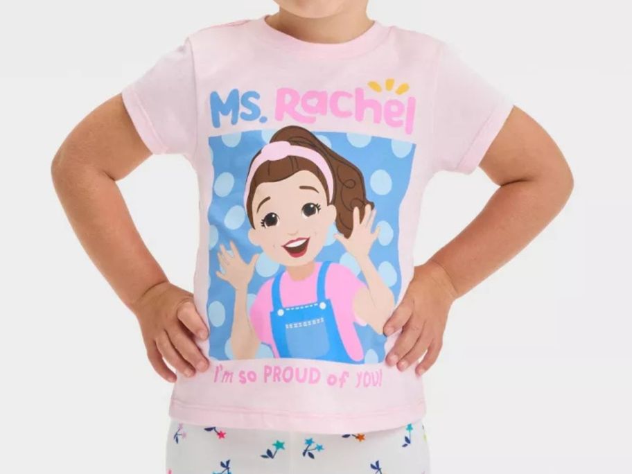 girl wearing Ms. Rachel Toddler Girls T-Shirt