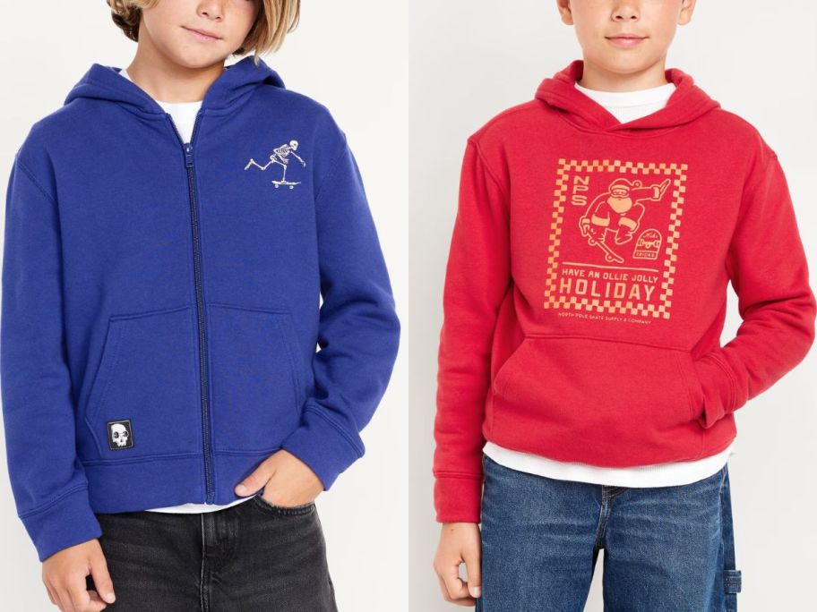 Stock images of two boys wearing Old Navy Sweatshirts