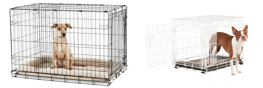 black and white wire dog crates