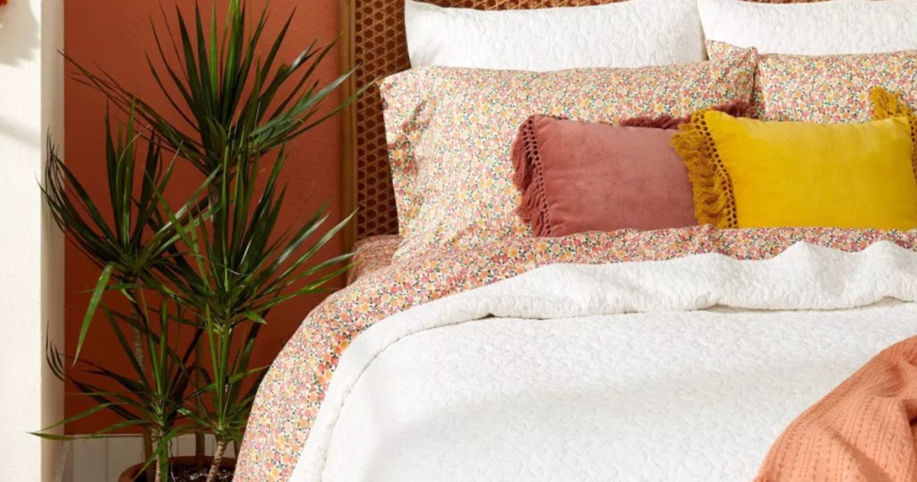 floral print sheets on bed with white onlineforter