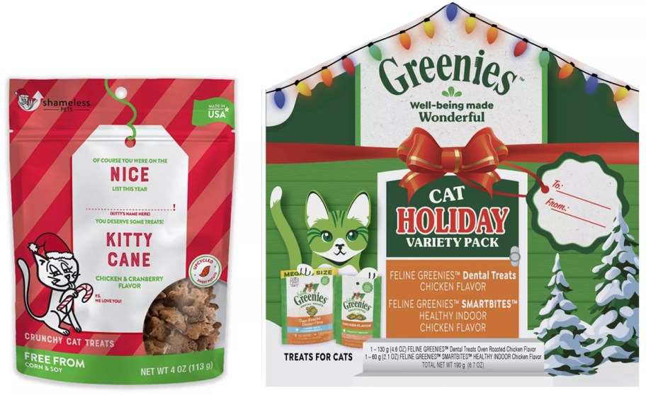 Shameless Pets Kitty Kane Cat Treat and Greenies Holiday Gift Set