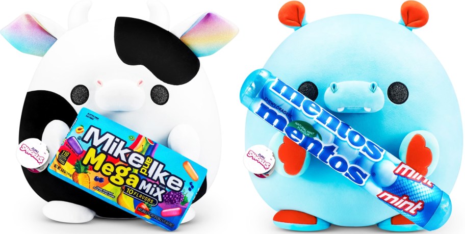 Mike & Ike Cow and Mentos Hippo Snackles plush