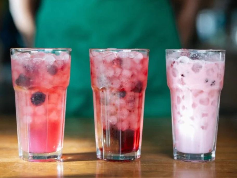 3 Cups with Starbucks Blackberry Sage Refreshers and Midnight Drink