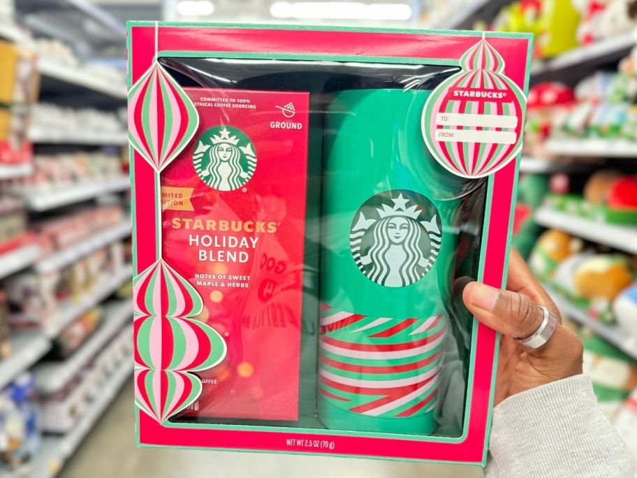 Starbucks Tumbler and Coffee Set in hand in store