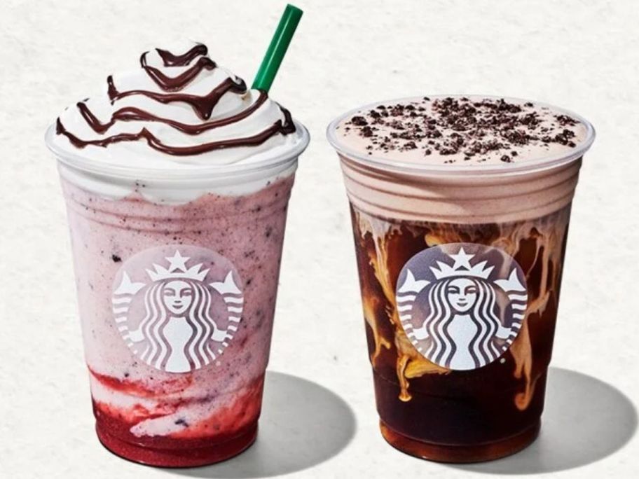 Starbucks Chocolate Covered Strawberry Frappuccino and Chocolate Hazelnut Cookie Cream Cold Brew