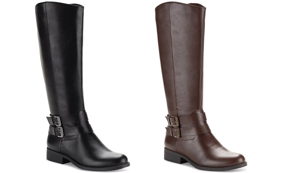 black and brown riding boots