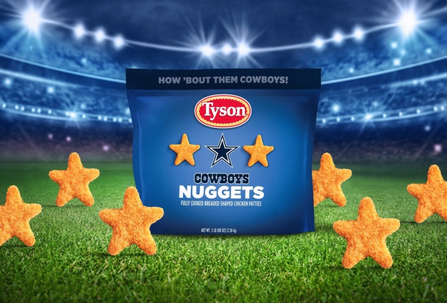 a package of Tyson Dallas Cowboys Chicken Nuggets