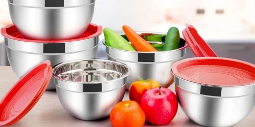 Stainless Steel Nesting Bowls w/ Lids Set Only $17.99 on Walmart.online (Regularly $70)