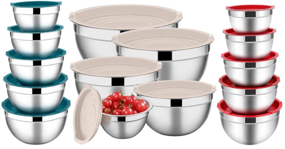 Vesteel Stainless Steel Nesting Bowls w Lids