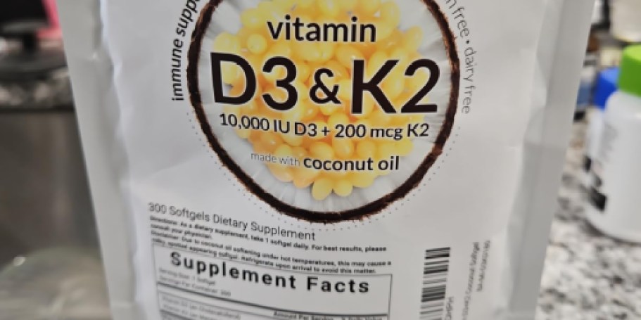 Vitamin D3 & K2 Softgels Just $27.95 Shipped on Amazon | 300-Day Supply!