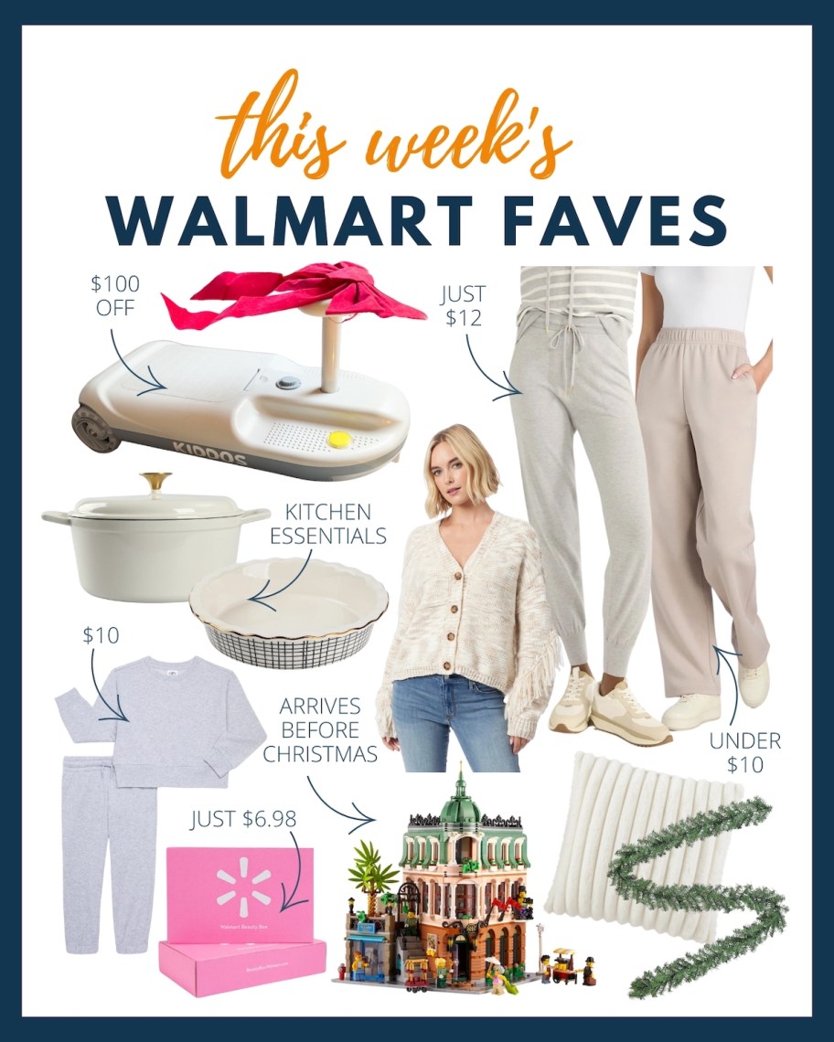 this week's walmart faves graphic with various items from walmart