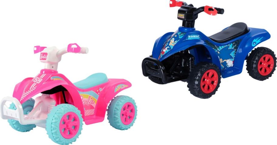 Stock images of a Barbie and Paw Patrol 6V ATV Quad