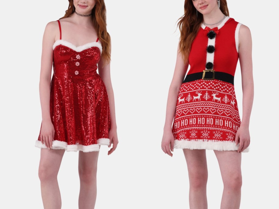 Walmart glitter and snowman christmas dresses