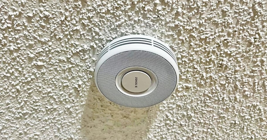 smoke detector on popcorn ceiling