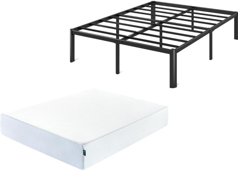 Stock images of a Zinus Mattress and Bed Frame