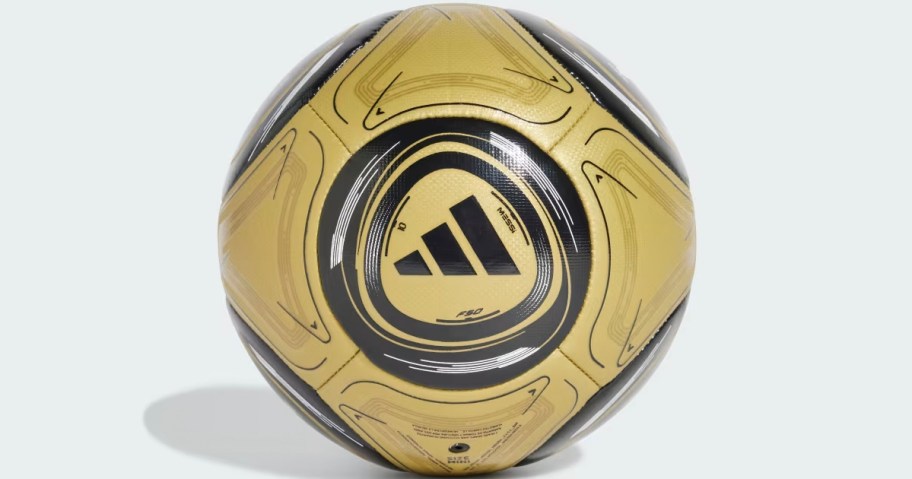 gold and black soccer ball 