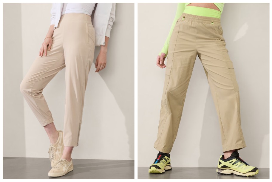 athleta Brooklyn Heights High Rise Jogger and Cascade Cargo Poplin Pant